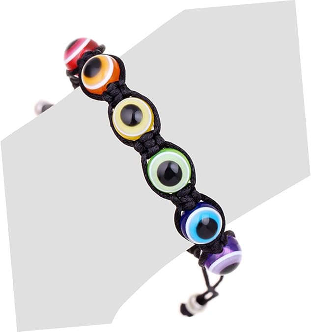 2pcs Adjustable Rainbow Evil Eye Bracelets Woven String Hand Chain Unique Jewelry for Women Stylish for Friends and Couples