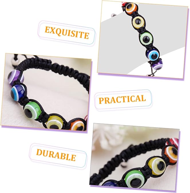 2pcs Adjustable Rainbow Evil Eye Bracelets Woven String Hand Chain Unique Jewelry for Women Stylish for Friends and Couples