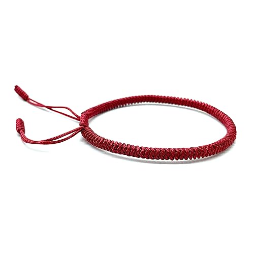 Red String Bracelet for Men and Women, Rope Lucky and Protection Bracelet, Handmade Braided Tie Thread Bracelet, Surfer Woven String (Dark Red)