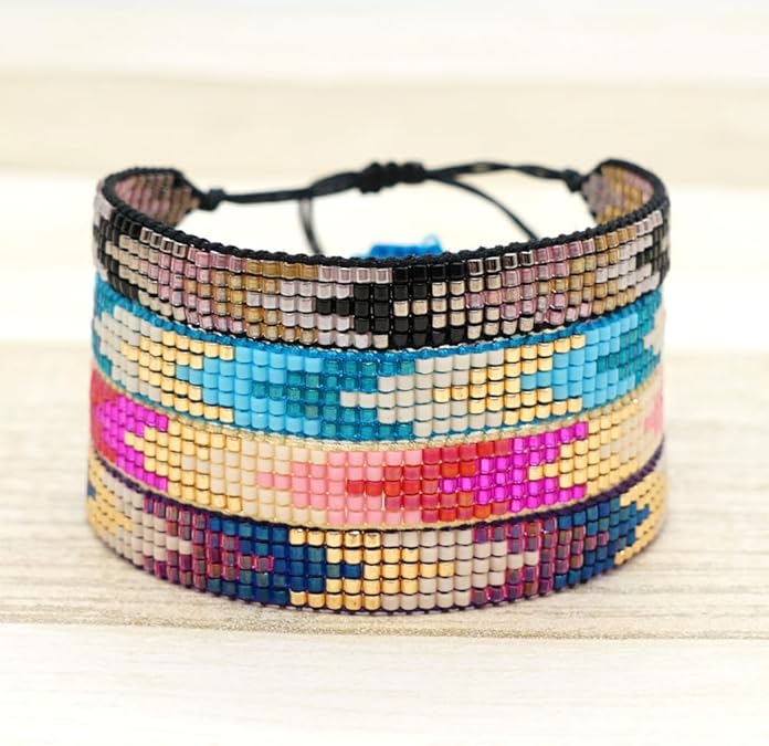 Handmade Boho Beaded Friendship Strand Wrap Bracelets for Women Charm Adjustable Couples String Rope Braided Bohemia Colorful Seed Beads Bracelet Fashion Jewelry Gift