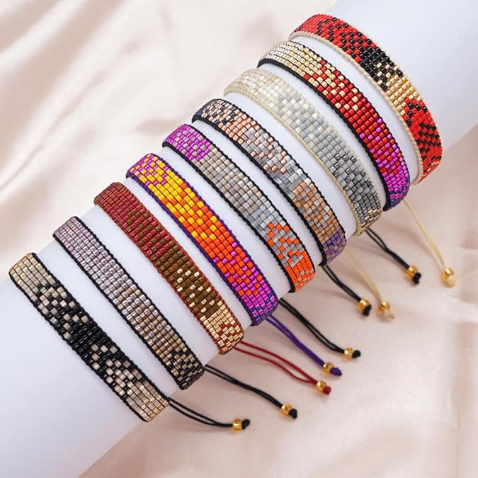 Handmade Boho Beaded Friendship Strand Wrap Bracelets for Women Charm Adjustable Couples String Rope Braided Bohemia Colorful Seed Beads Bracelet Fashion Jewelry Gift