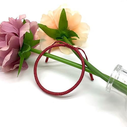 Red String Bracelet for Men and Women, Rope Lucky and Protection Bracelet, Handmade Braided Tie Thread Bracelet, Surfer Woven String (Dark Red)