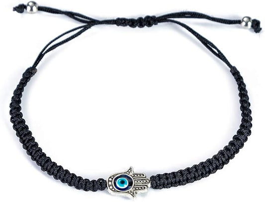 Handmade Red Black String Evil Eye Hand Charm Bracelets for Protection and Luck Adjustable Hand-Woven Cord Thread Friendship Bracelet Amulet Jewelry