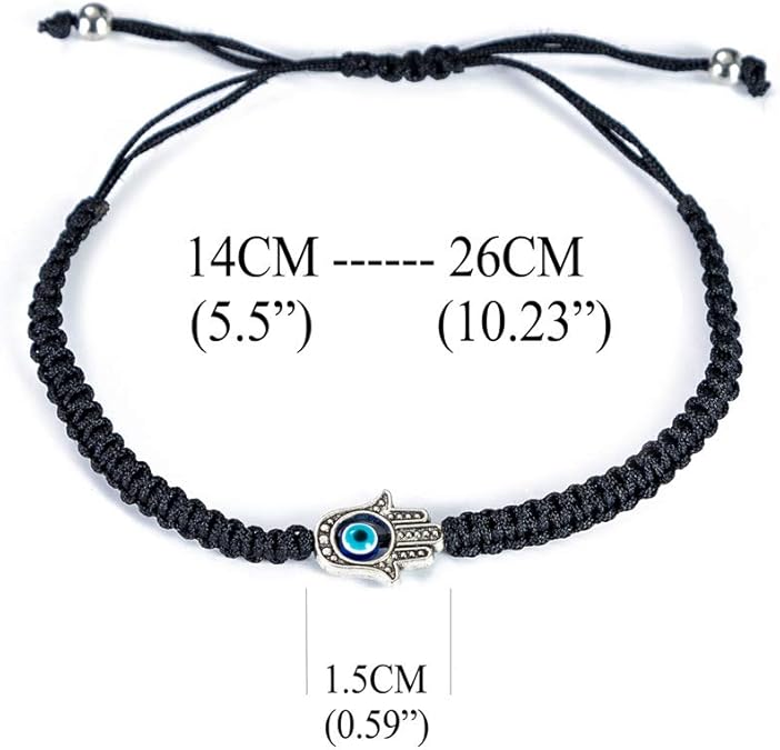 Handmade Red Black String Evil Eye Hand Charm Bracelets for Protection and Luck Adjustable Hand-Woven Cord Thread Friendship Bracelet Amulet Jewelry