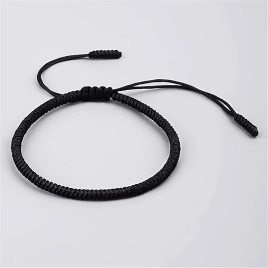 Handmade  String Bracelets for Women Men Boys Girls, Adjustable Hand-woven Cord rope Bracelet for Protection and Luck,  Black Colored rope