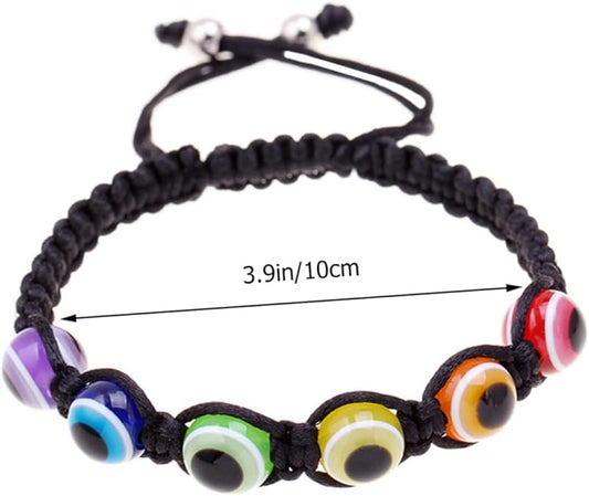 2pcs Adjustable Rainbow Evil Eye Bracelets Woven String Hand Chain Unique Jewelry for Women Stylish for Friends and Couples