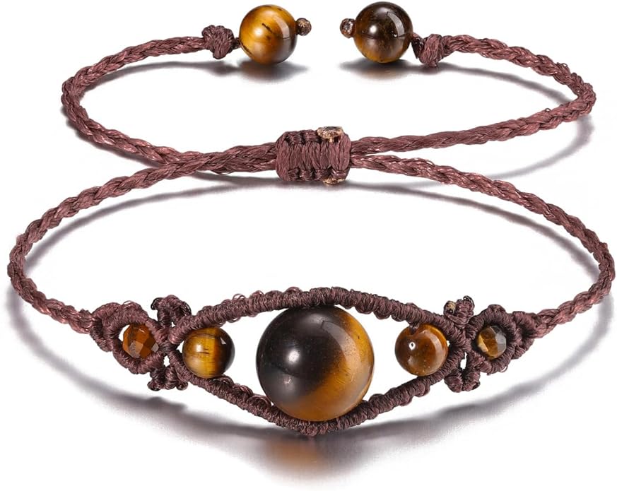 Vintage Bracelets for Women with Real Stones Boho Hand Woven Wrap Healing Crystal Stone Bracelet Braided Jewelry Gifts