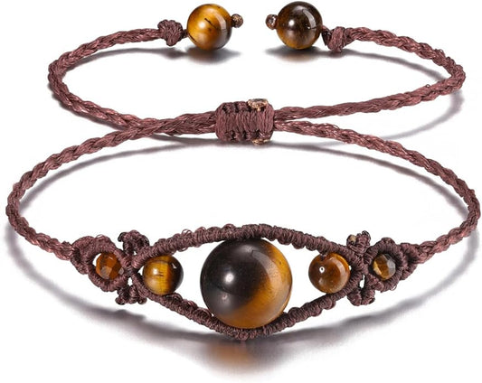 Vintage Bracelets for Women with Real Stones Boho Hand Woven Wrap Healing Crystal Stone Bracelet Braided Jewelry Gifts