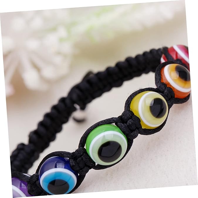 2pcs Adjustable Rainbow Evil Eye Bracelets Woven String Hand Chain Unique Jewelry for Women Stylish for Friends and Couples