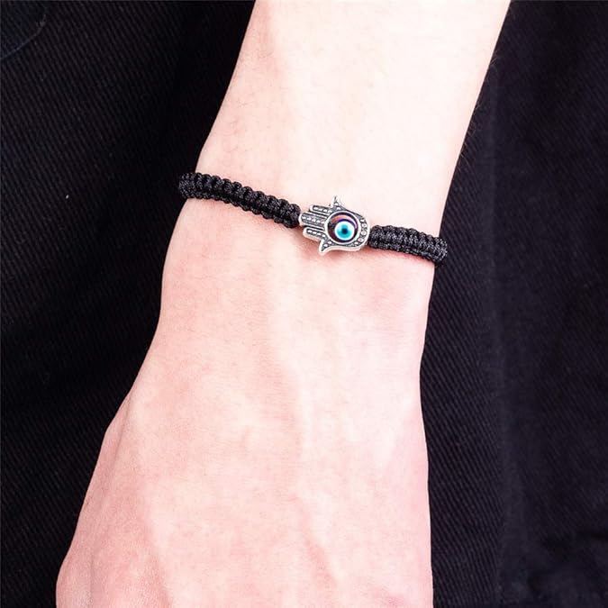 Handmade Red Black String Evil Eye Hand Charm Bracelets for Protection and Luck Adjustable Hand-Woven Cord Thread Friendship Bracelet Amulet Jewelry