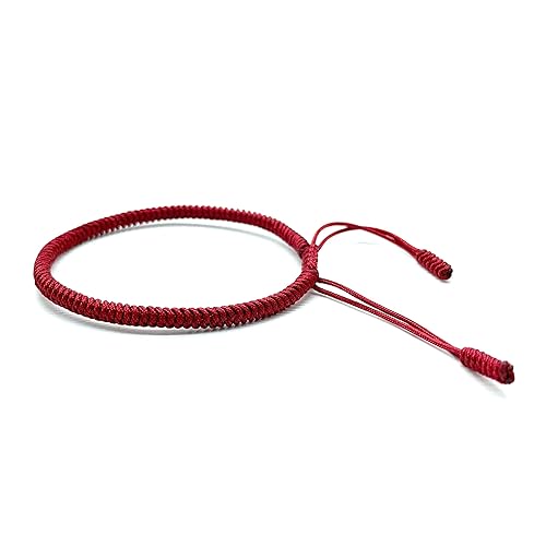 Red String Bracelet for Men and Women, Rope Lucky and Protection Bracelet, Handmade Braided Tie Thread Bracelet, Surfer Woven String (Dark Red)