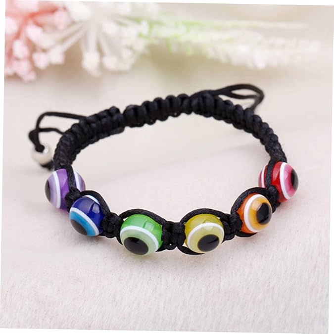 2pcs Adjustable Rainbow Evil Eye Bracelets Woven String Hand Chain Unique Jewelry for Women Stylish for Friends and Couples