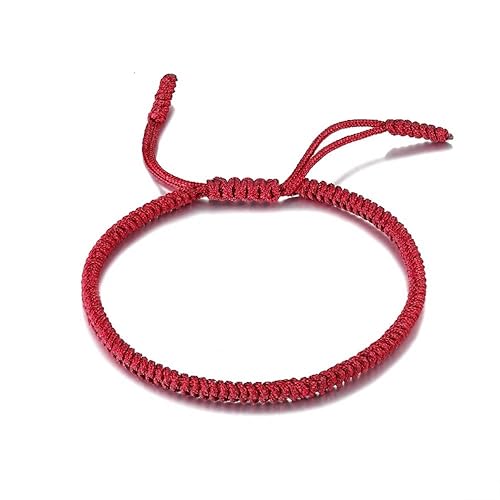 Red String Bracelet for Men and Women, Rope Lucky and Protection Bracelet, Handmade Braided Tie Thread Bracelet, Surfer Woven String (Dark Red)