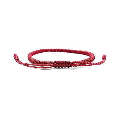 Red String Bracelet for Men and Women, Rope Lucky and Protection Bracelet, Handmade Braided Tie Thread Bracelet, Surfer Woven String (Dark Red)