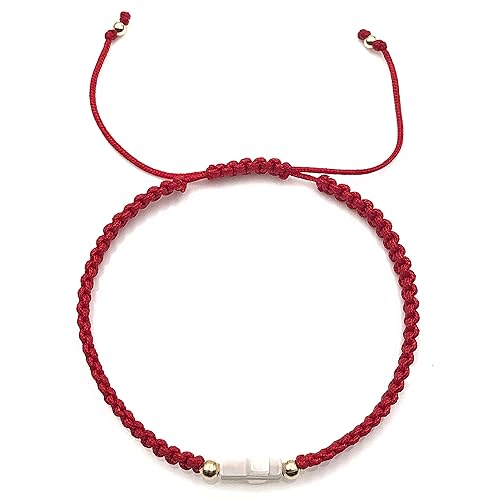 Adjustable Red String Hand-woven Bracelet with Mother of Pearl Cross - Spiritual Jewelry for Women