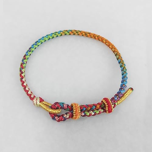 Rainbow Bracelet, Custom Sized Adjustable Rope Bracelet, Tibetan Lucky Amulet Knot Bracelet, Braided Hand Woven Friendship Bracelet for Men and Women, Gift For Mom