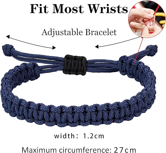 Men's Nautical Rope Bracelet, Hand Braided Paracord Thread Bracelet, Waterproof Adjustable Outdoor Surf Bracelet