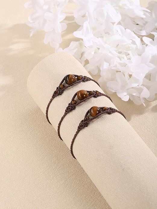 Vintage Bracelets for Women with Real Stones Boho Hand Woven Wrap Healing Crystal Stone Bracelet Braided Jewelry Gifts
