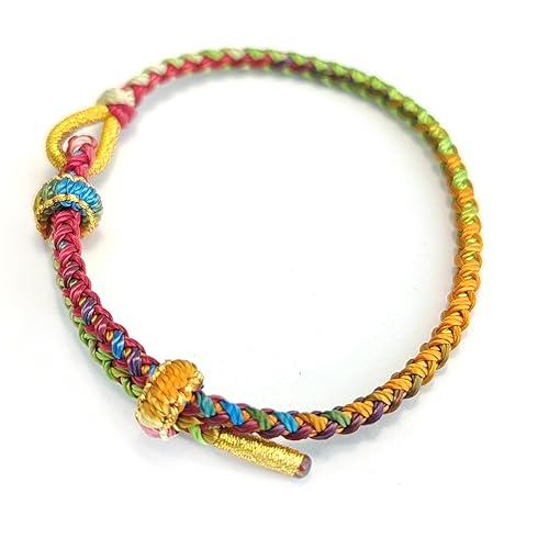 Rainbow Bracelet, Custom Sized Adjustable Rope Bracelet, Tibetan Lucky Amulet Knot Bracelet, Braided Hand Woven Friendship Bracelet for Men and Women, Gift For Mom