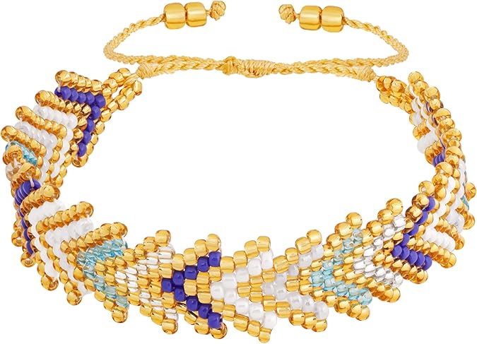 Rice Beads Hand-Woven Rainbow Arrow Flower Pattern Bracelet, Jewelry for Women