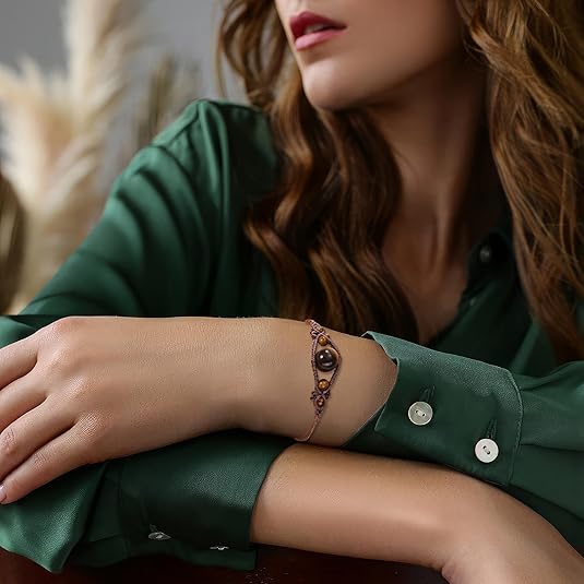 Vintage Bracelets for Women with Real Stones Boho Hand Woven Wrap Healing Crystal Stone Bracelet Braided Jewelry Gifts