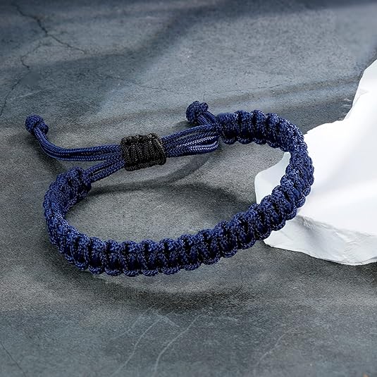 Men's Nautical Rope Bracelet, Hand Braided Paracord Thread Bracelet, Waterproof Adjustable Outdoor Surf Bracelet